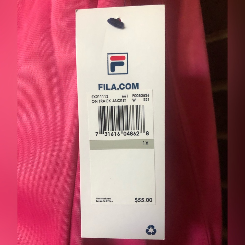 NWT FILA Track Jacket Pink w/White Side Arm Stripe Plus Size 1X Retro Streetware - Picture 4 of 9